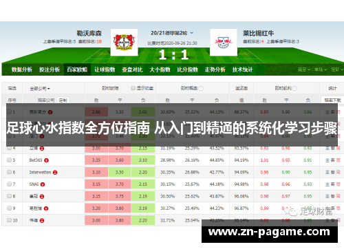 足球心水指数全方位指南 从入门到精通的系统化学习步骤